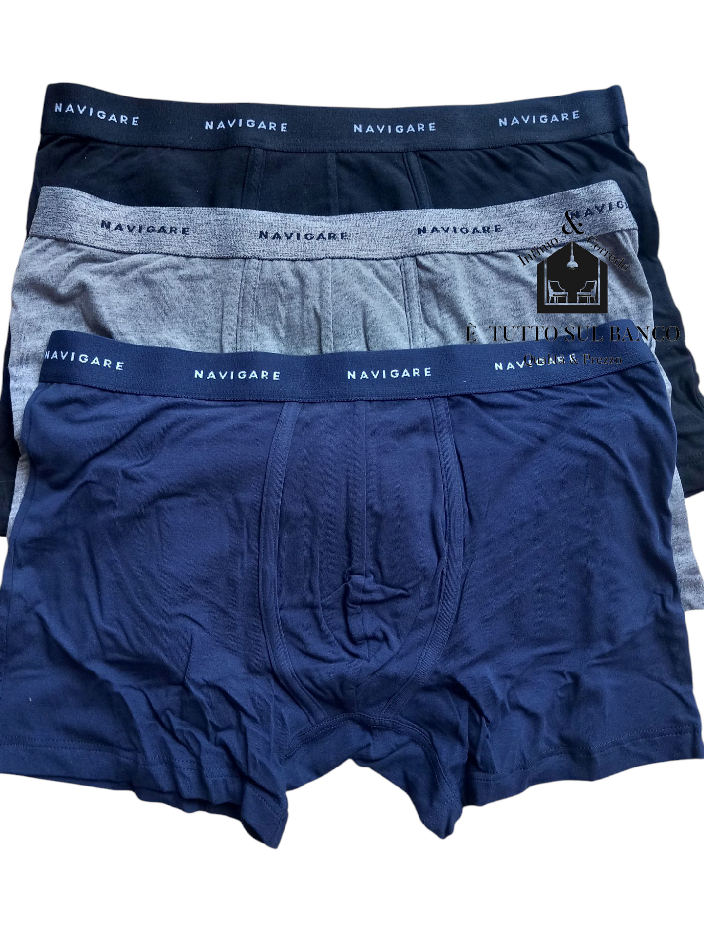 Tris boxer uomo elastico esterno Navigare.