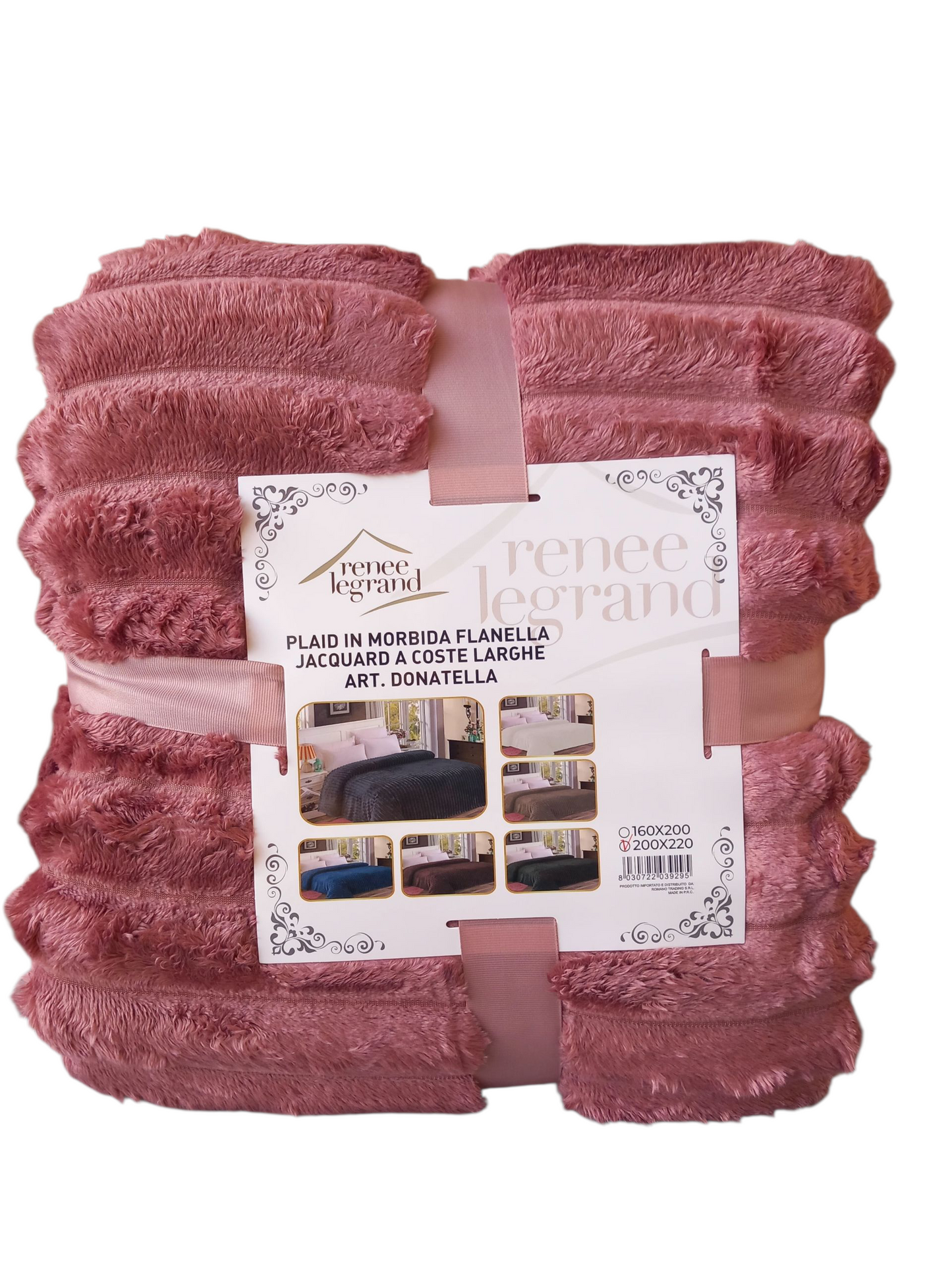 Plaid matrimoniale in morbida flanella jacquard a coste larghe cm 200×220
