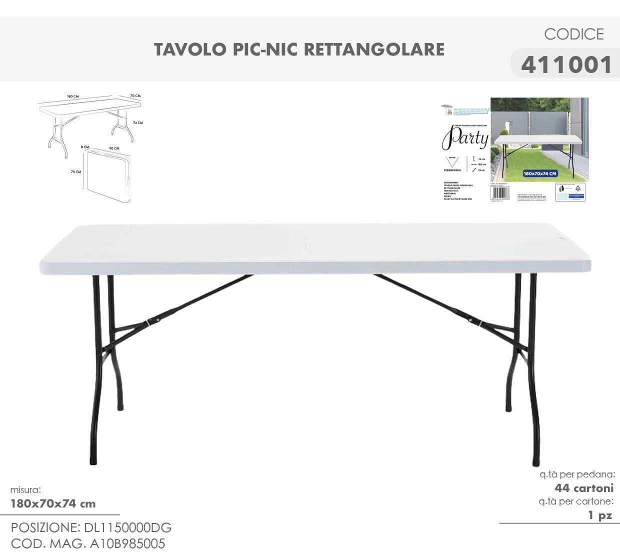 Tavolo pieghevole a valigia da 180X70X74 cm – “Quattro Stagioni”