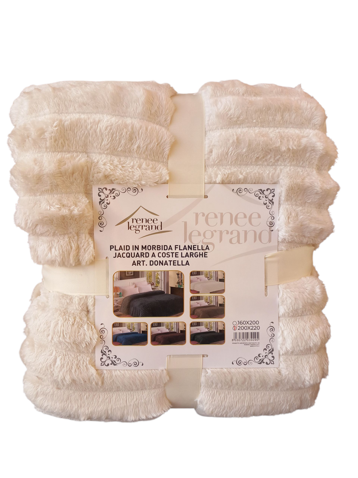 Plaid matrimoniale in morbida flanella jacquard a coste larghe cm 200×220
