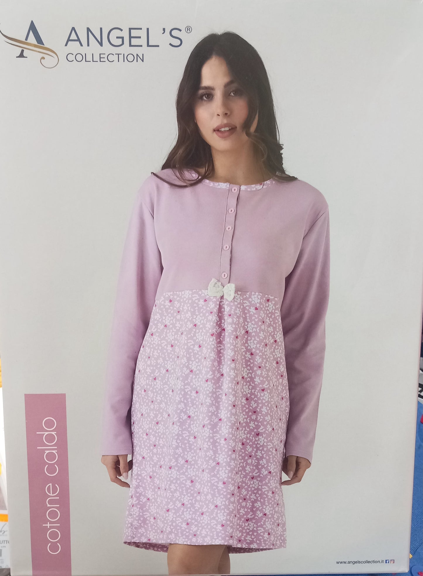 Camicia da notte 5 bottoni in caldo cotone