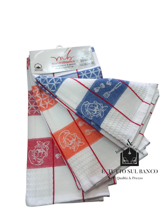 3 strofinacci 100%cotone 50×70