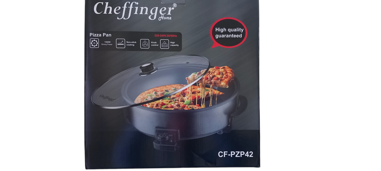 Padella elettrica per pizza con termostato, coperchio in vetro e rivestimento antiaderente, padella multifunzione con diametro di 40 cm e 1500 Watt, ideale per feste