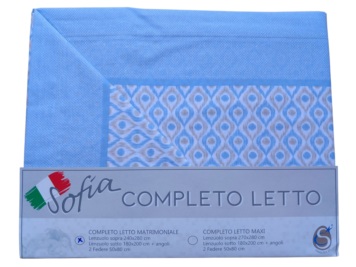 Completo letto matrimoniale 100% cotone  made in italy