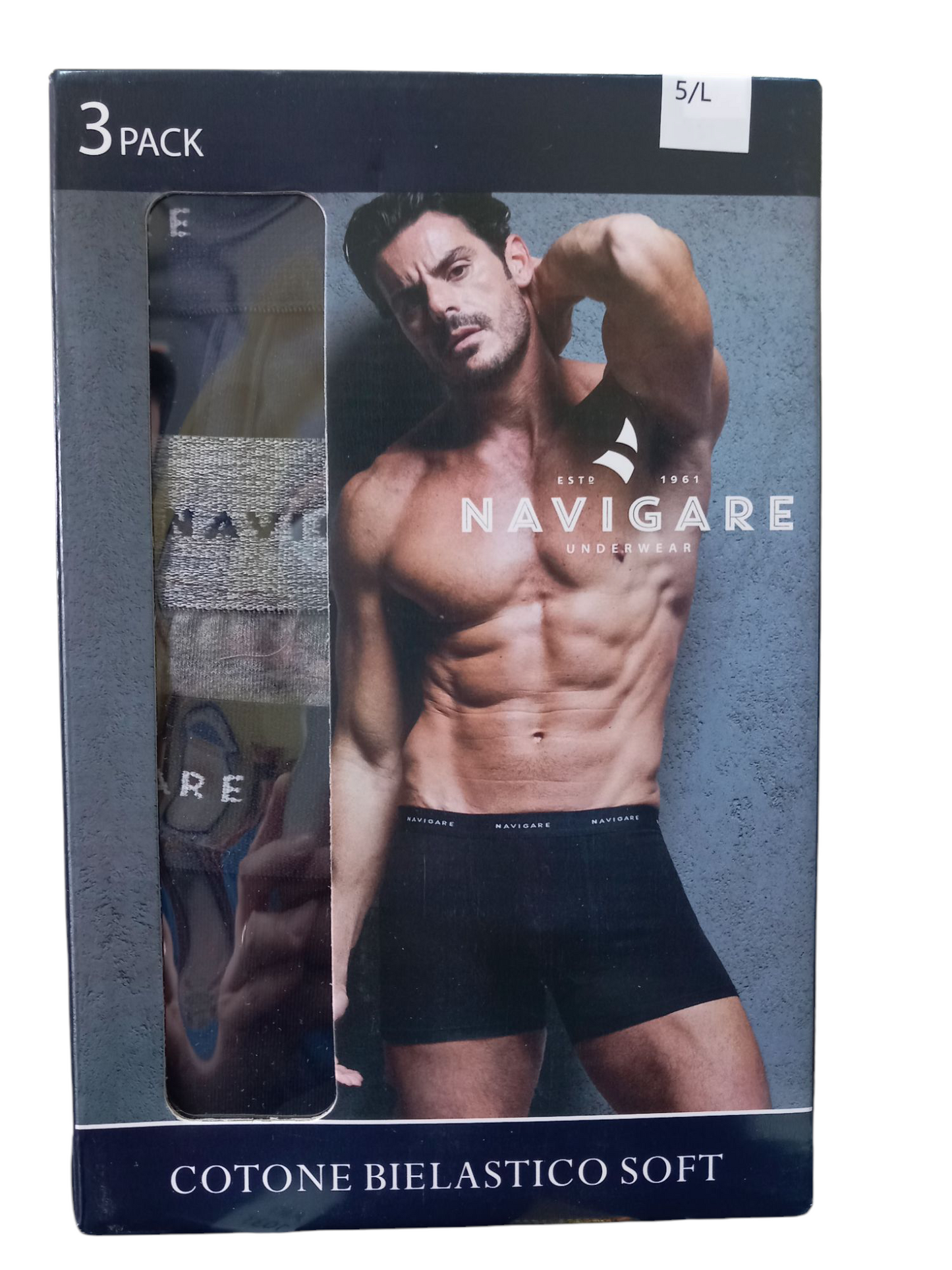 Tris boxer uomo elastico esterno Navigare.