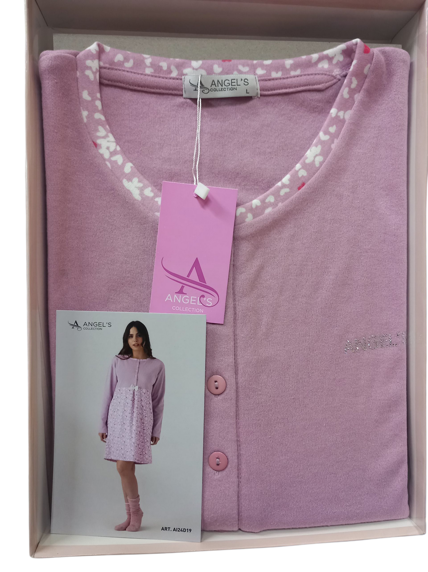 Camicia da notte 5 bottoni in caldo cotone