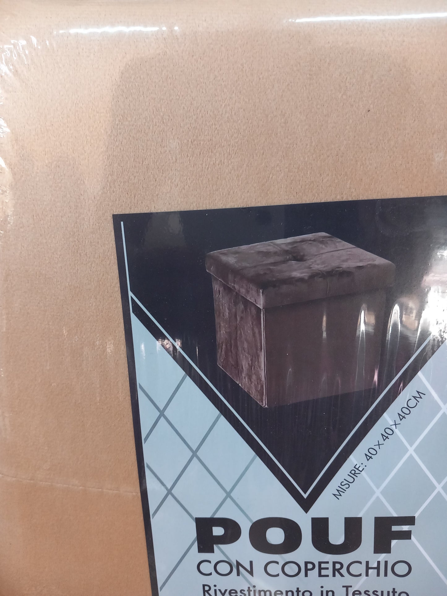 Pouf contenitore effetto velluto cm 40×40×40