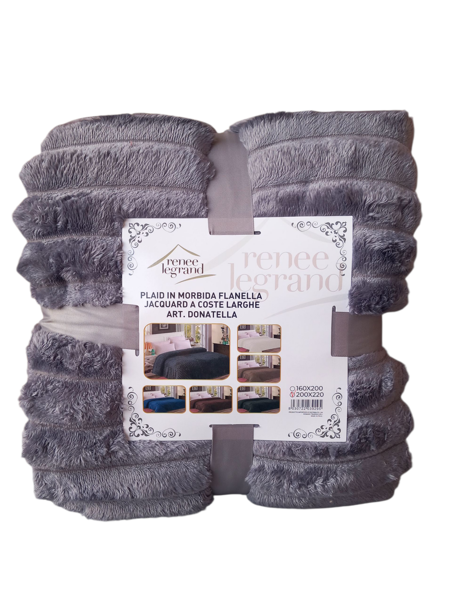 Plaid matrimoniale in morbida flanella jacquard a coste larghe cm 200×220