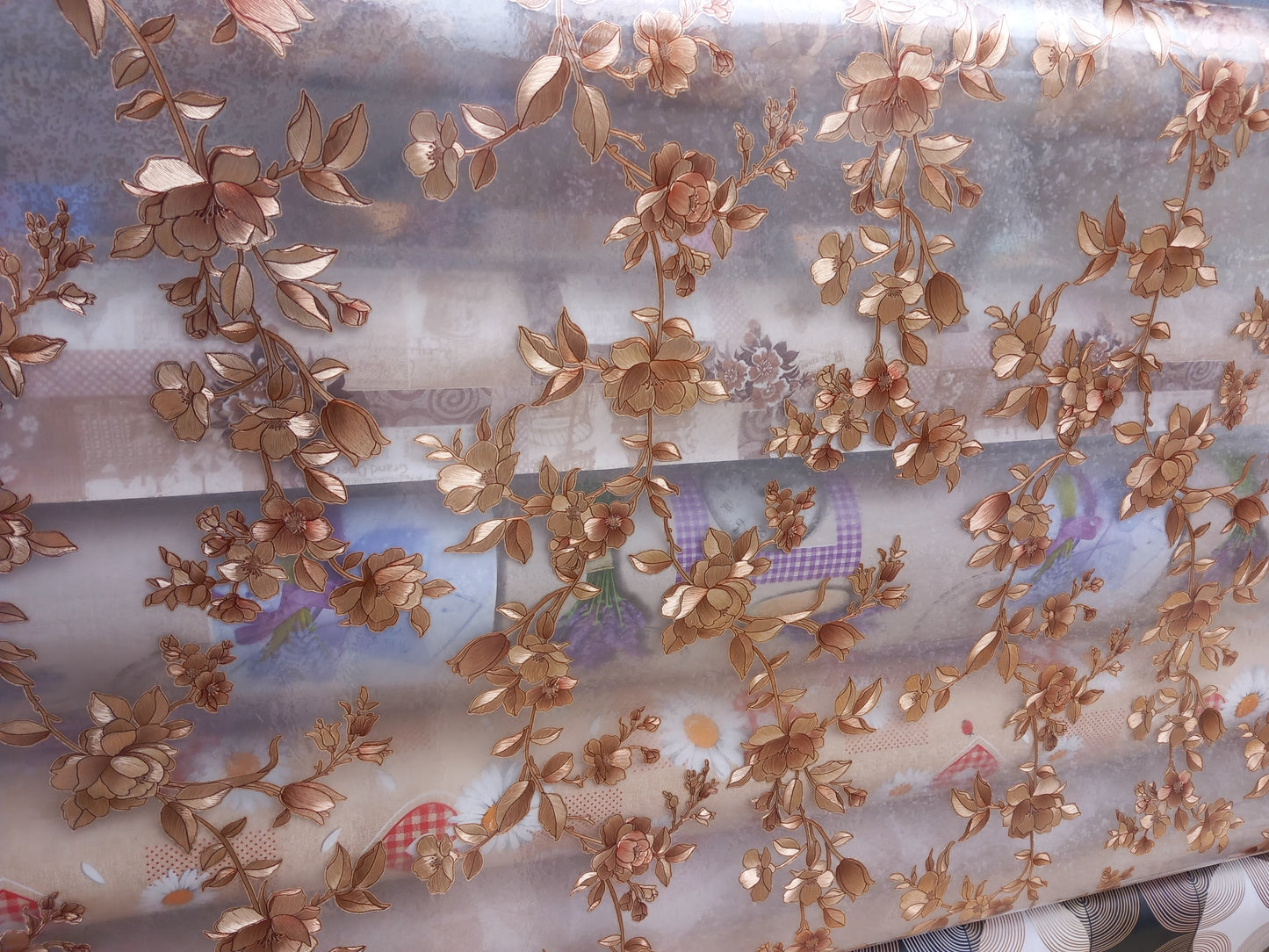Tovaglia in PVC trasparente con disegno in 3D