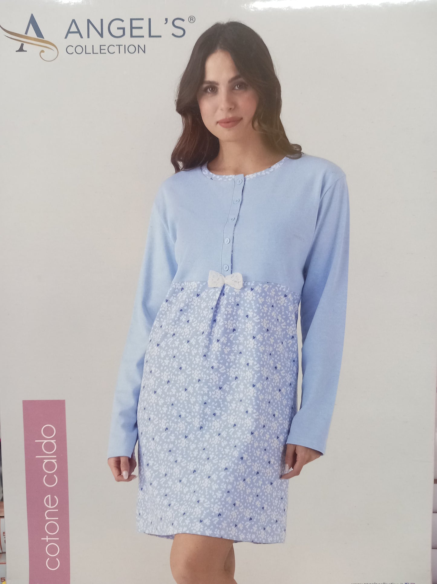 Camicia da notte 5 bottoni in caldo cotone