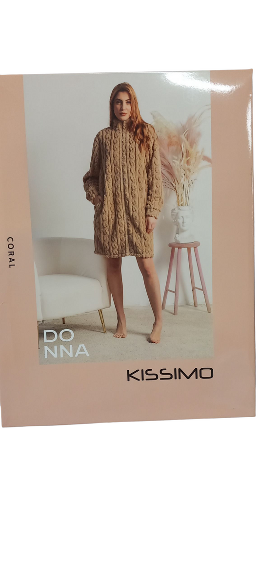 Vestaglia con zip in coral Kissimo