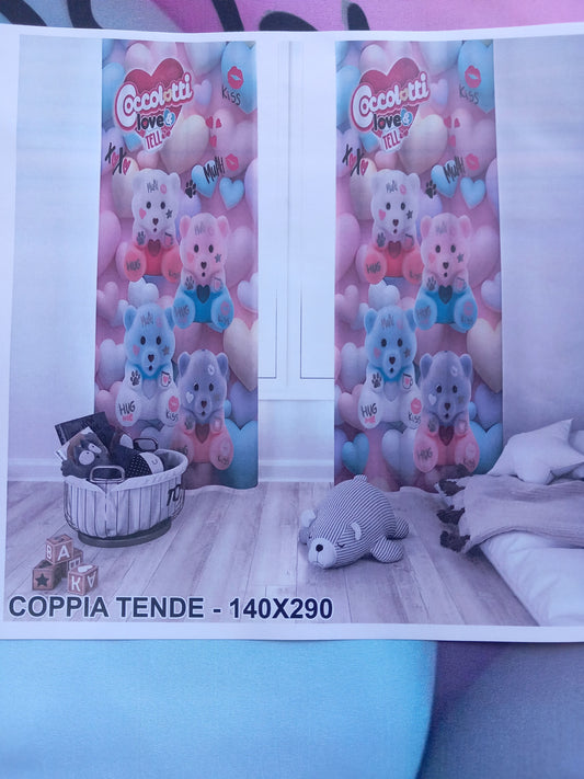 Coppia di tende in stampa digitale COCCOLOTTI cm 140×290