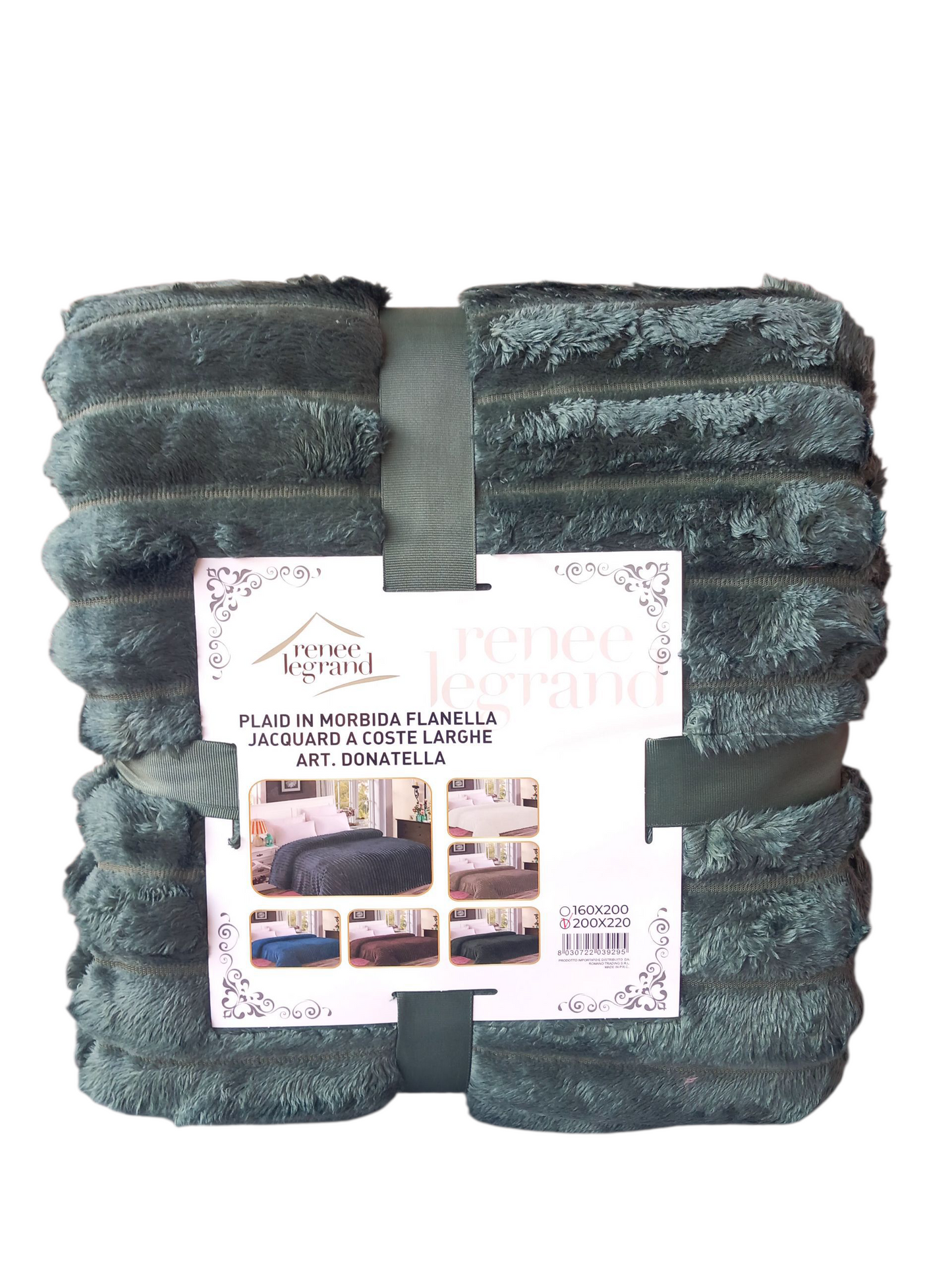Plaid matrimoniale in morbida flanella jacquard a coste larghe cm 200×220