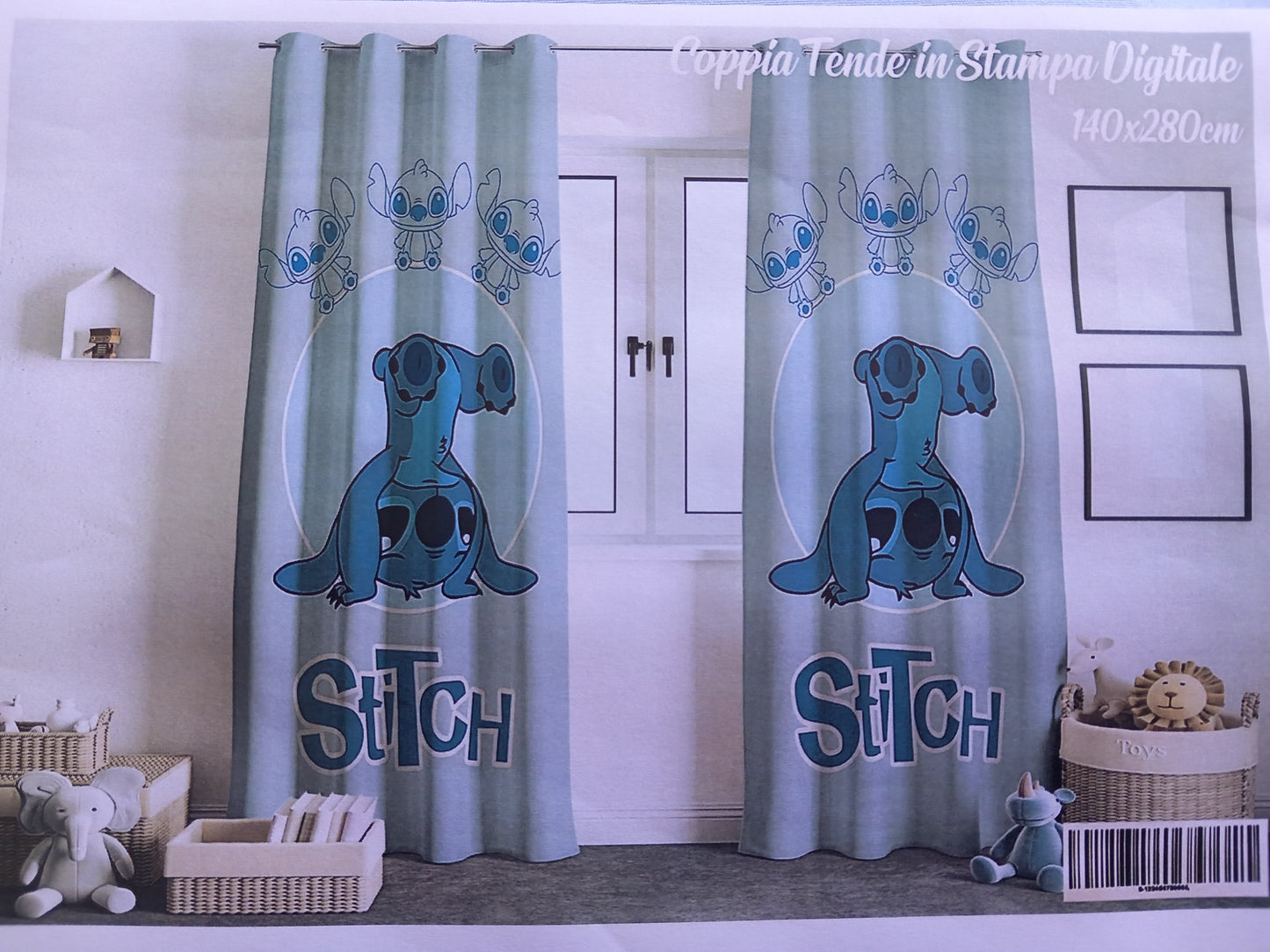 Coppia di tende in stampa digitale STITCH cm 140×280