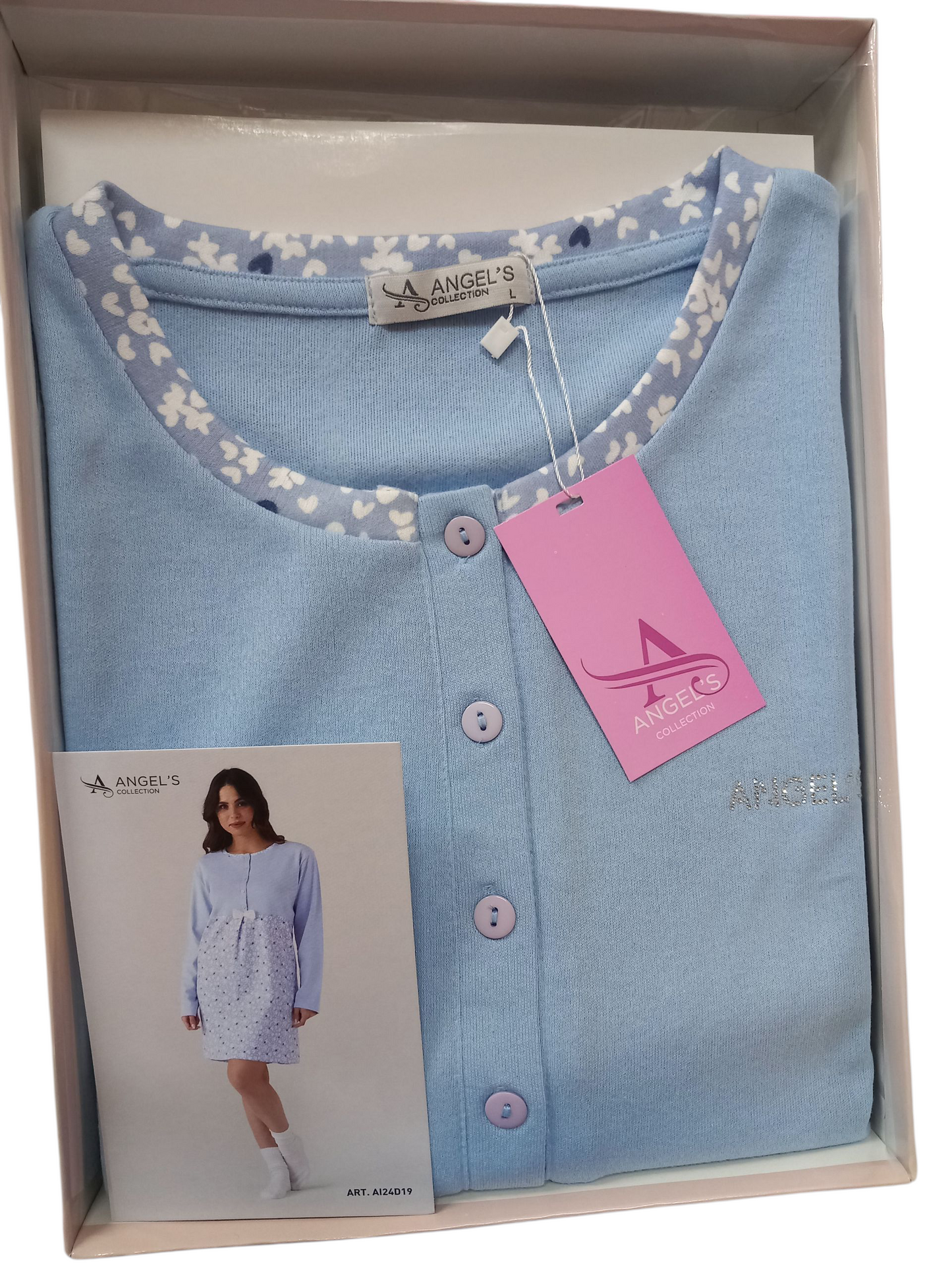 Camicia da notte 5 bottoni in caldo cotone
